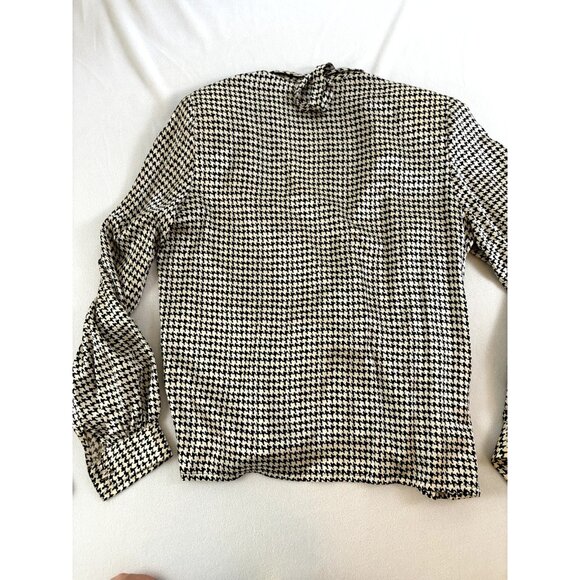 Mary Ann Restivo 100% Silk Size 12 Women's Collared w/Tie Long Sleeve Top Blouse - Picture 11 of 16